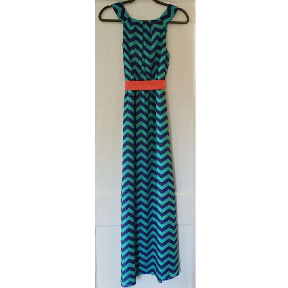Blue/Teal ZigZag maxi dress